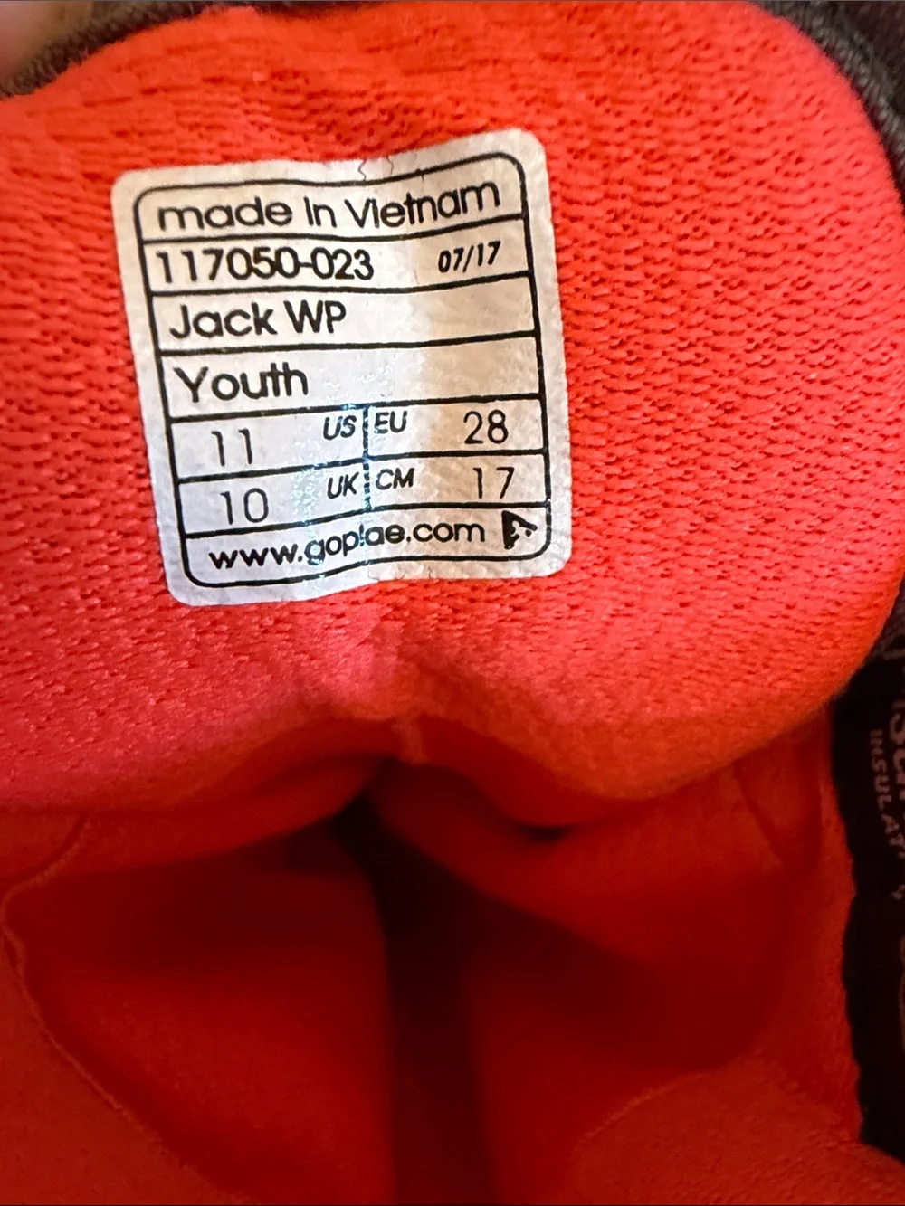 PLAE Jack Lined Waterproof Boots Size Youth 11